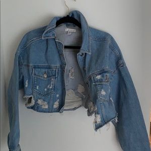 TOPSHOP cropped distressed denim jacket
